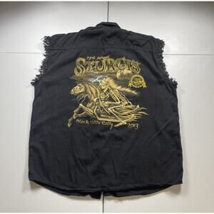 Biker Wear‎ Sturgis Vest Men’s 2XL Black Skeleton Rally Hills Button Cowboy 2013